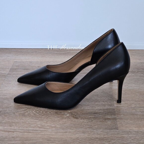 Quince Italian Leather 75mm d’Orsay Pump Black Womens Size 8 New Scratch, No box - Picture 11 of 17